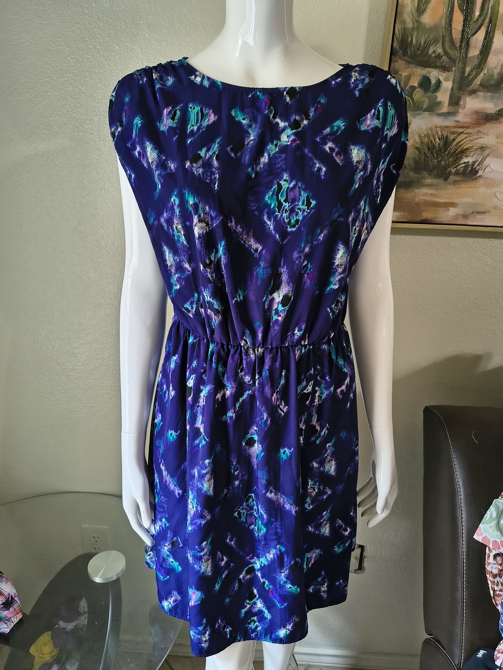 Mossimo Supply Co. Purple & Teal Abstract-Print Sleeveless Mini Dress